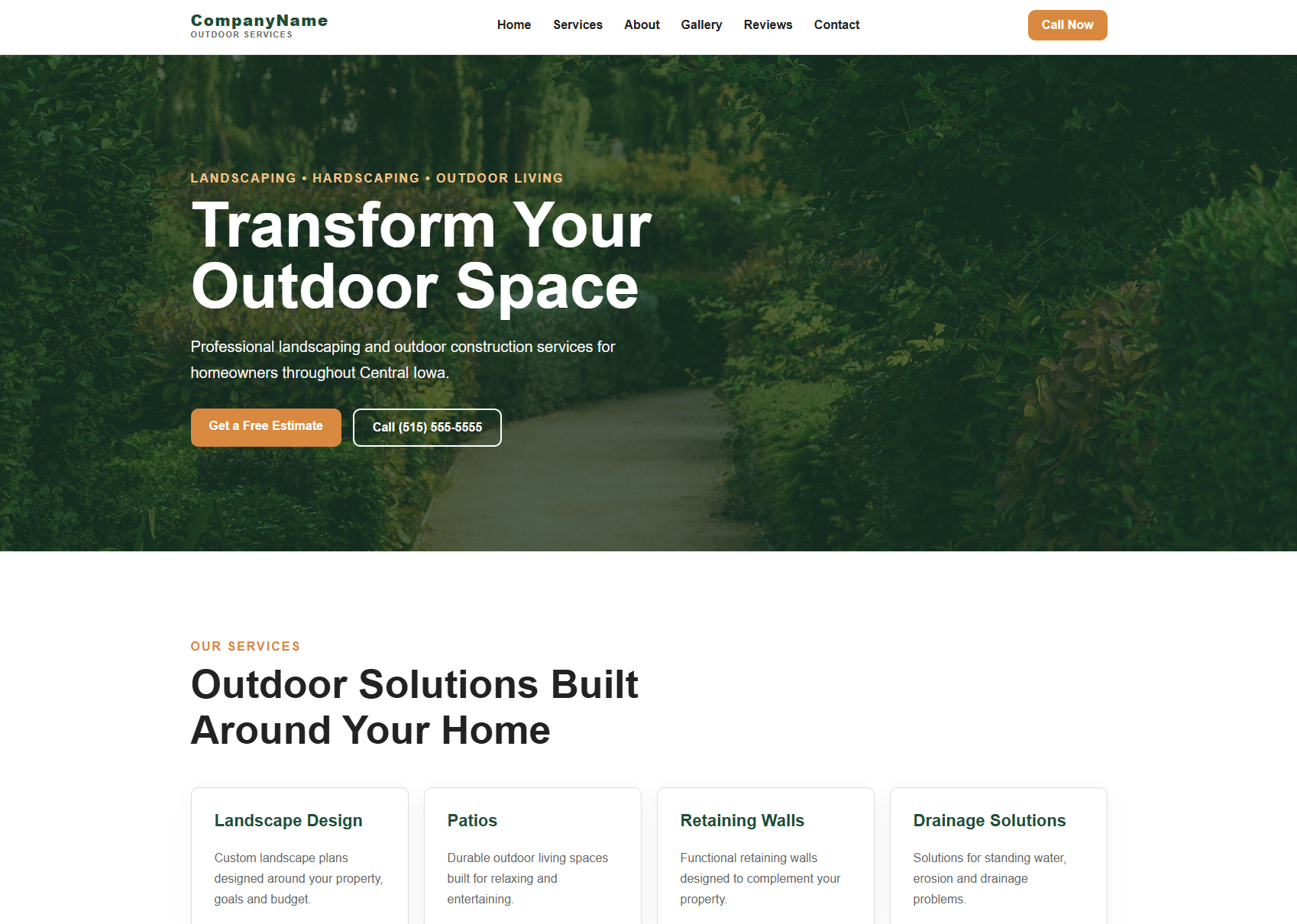 Contractor website concept designed and developed by PecksWebSolutions
